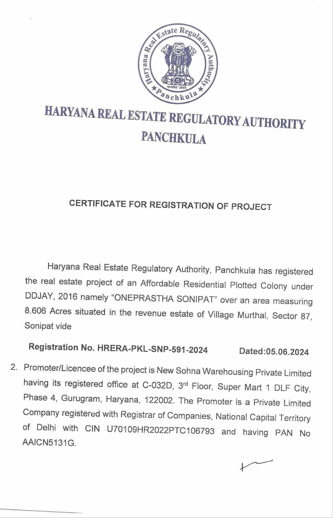 RERA For Deen Dayal Affordable Plots
